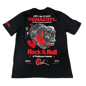Tenaciti Studios Black ‘Rock & Roll Skull Hearts’ Streetwear Shirt MENS XL $100